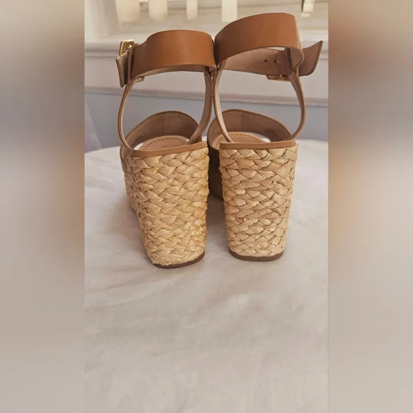 Louise et Cie Paley Leather Braided Straw Wedge Sandals 7.5 - Picture 10 of 12
